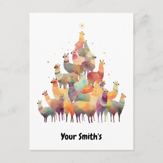 Lama Christmas Feiertagspostkarte (Vorderseite)