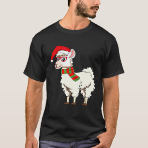 Lama Dabbing Weihnachtsmann Hipster Brille Alpaka T-Shirt