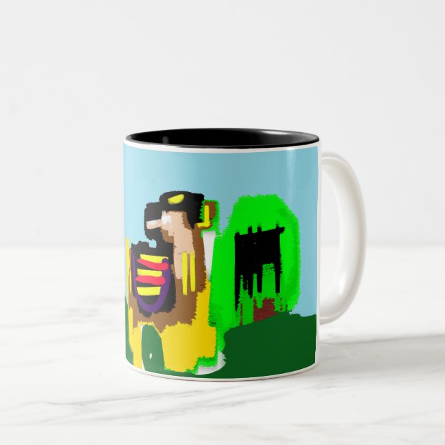 Lama Freude  Zweifarbige Tasse (VorderseiteRechts)