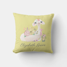 Lama Gelb und Weiß mit Blume Baby Kissen
