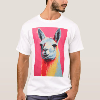 Lama-Gesichtsfarben, handgezeichneter Siebdruck T-Shirt