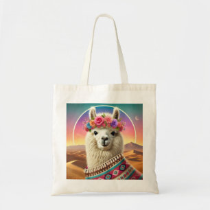 Lama Illustration mit lustigem Zitat Tragetasche