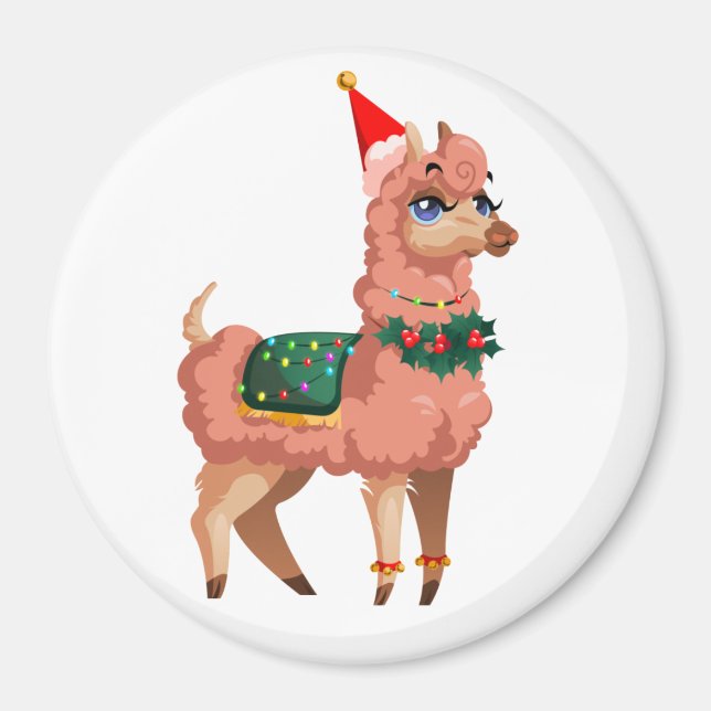 Lama im Weihnachtsmagnet Magnet (Vorne)