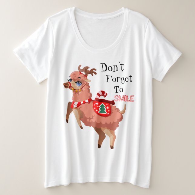 Lama in Christmas Plus Size T - Shirt (Design vorne)