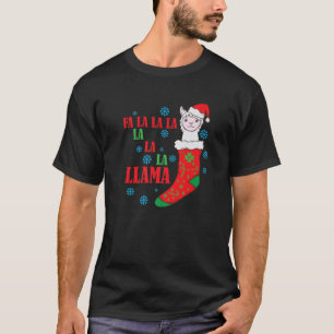 Lama in Christmas Sock Santa Claus T-Shirt