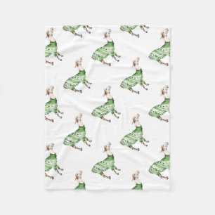 Lama in der grünen Strickjacke Fleecedecke