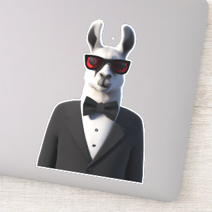Lama in Tux mit Sonnenbrille niedlich Aufkleber
