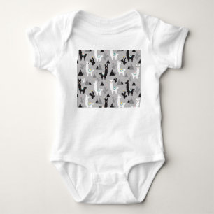 Lama Kaktus Berge, nahtloses Muster. Baby Strampler