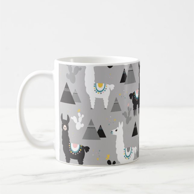 Lama Kaktus Berge, nahtloses Muster. Kaffeetasse (Links)