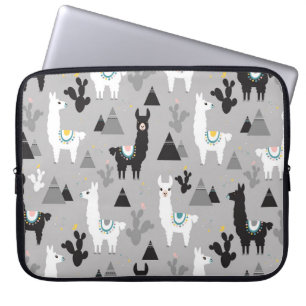 Lama Kaktus Berge, nahtloses Muster. Laptopschutzhülle