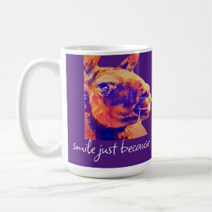 Lama lächeln, nur weil Zitat Kaffeetasse
