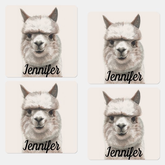 Lama lächelt Kleine Mädchen Kleidung Labels NAME T Etiketten (Grün)