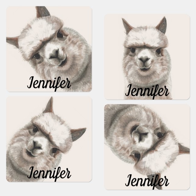 Lama lächelt Kleine Mädchen Kleidung Labels NAME T Etiketten (Grün)