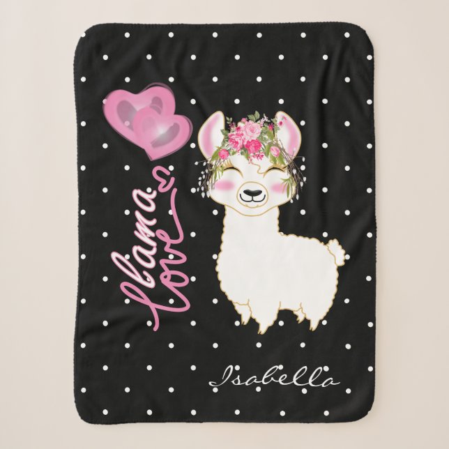 Lama-Liebe in Pink-Flora Sherpadecke (Vorderseite)
