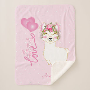 Lama-Liebe in rosa Blumendesign Sherpadecke