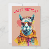 Lama Liebe & Lacher Happy Birthday Name
