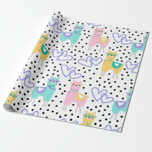 Lama-lila Liebe-Muster-Druck-Pastellverpackung Geschenkpapier