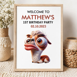 Lama lustige Karikaturen mexikanisch 1. Geburtstag Poster