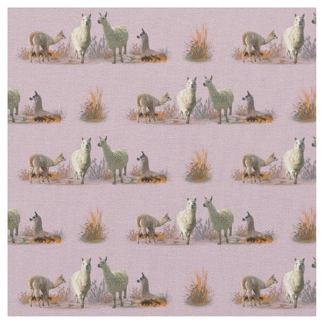 Lama Meadow Fabric (Dusty Pink) Stoff (Nahaufnahme)