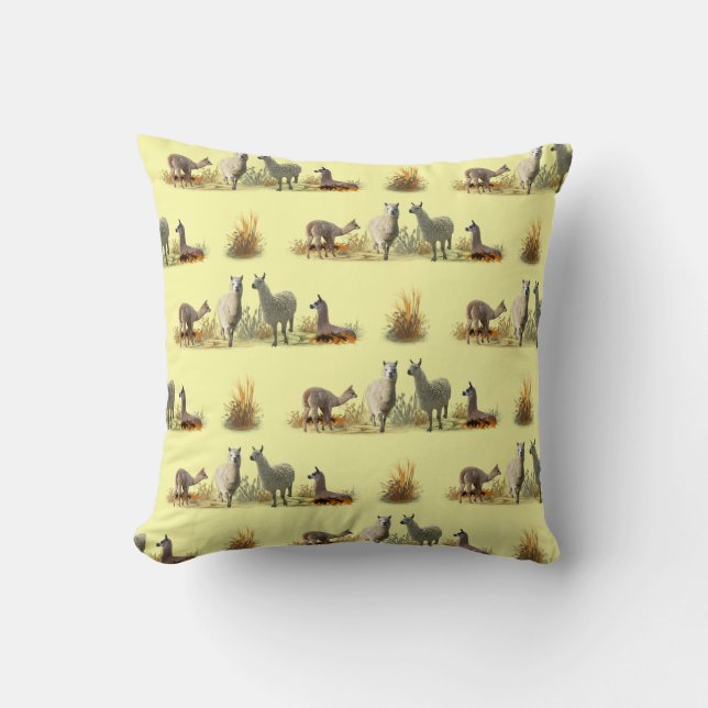 Lama Meadow Pillow (Hellgelb) Kissen (Vorderseite)