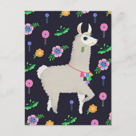 Lama mit Blume Postkarte