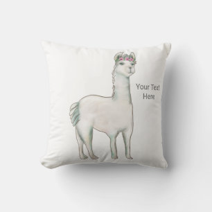 Lama mit drei Mini-rosa Rosen Kronen Tiara. Kissen