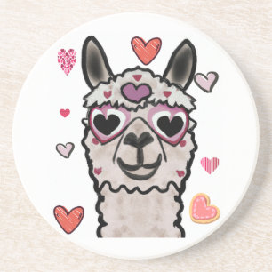 Lama mit Herzaugen gezeichnet Getränkeuntersetzer