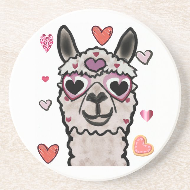 Lama mit Herzaugen gezeichnet Getränkeuntersetzer (Vorne)