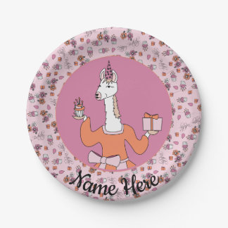 Lama mit Kuppelkuchen Pappteller