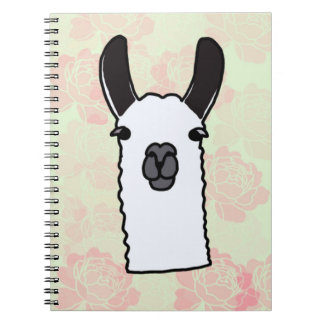 Lama mit Pfingstrosen Notizblock