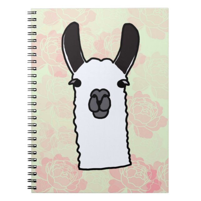 Lama mit Pfingstrosen  Notizblock (Vorderseite)