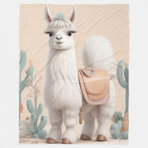 Lama mit Sattel in der Wüste Fleecedecke