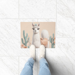 Lama mit Sattel in der Wüste Fußmatte