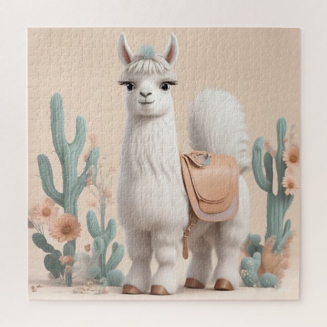 Lama mit Sattel in der Wüste Puzzle (Vertikal)