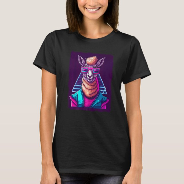 Lama mit Sonnenbrille T-Shirt (Vorderseite)