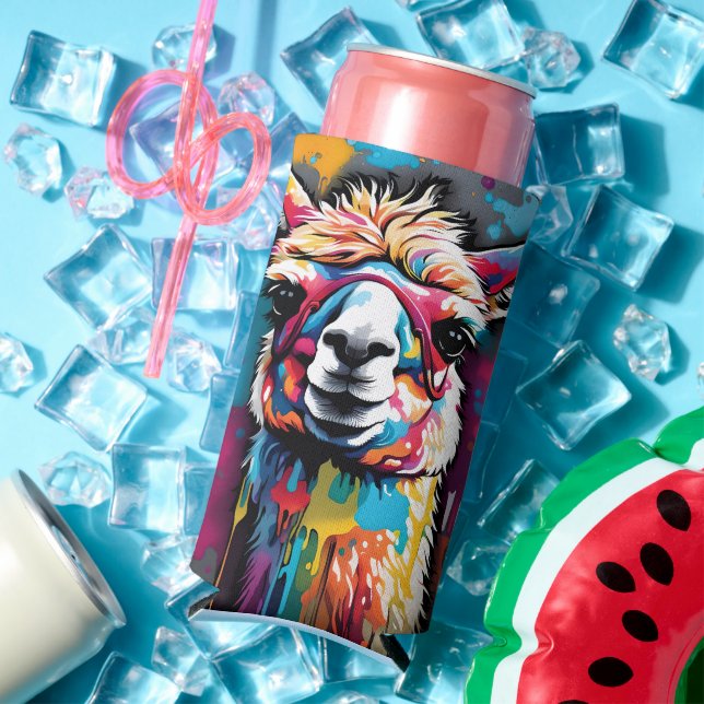 Lama mit Spritzern Selters Dosenkühler (In Situ Sommer)