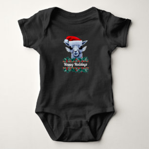 Lama mit Weihnachtsmannmütze Baby Bodysuit Strampler