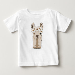 Lama mit weißen Blüten Baby T-shirt