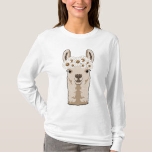 Lama mit weißen Blüten T-Shirt
