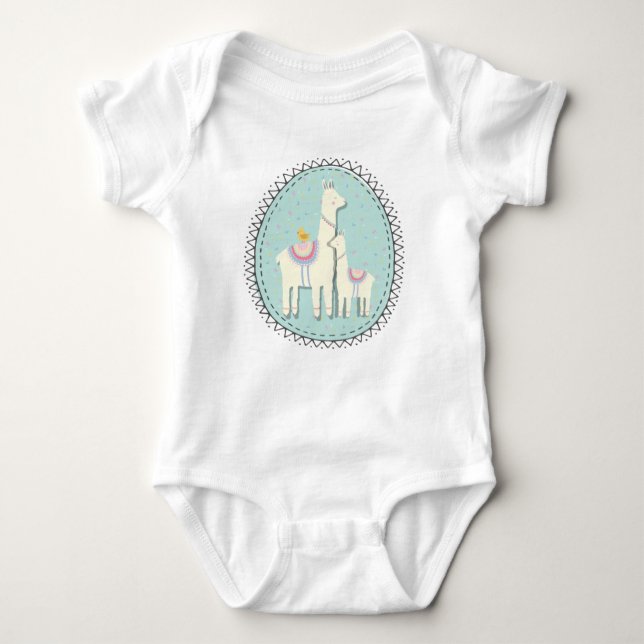 Lama Momma und Baby Bodysuit Baby Strampler (Vorderseite)