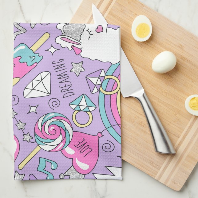 Lama-Muster 1 Geschirrtuch (Viertel Falte)