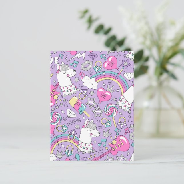 Lama-Muster 1 Postkarte (Stehend Vorderseite)