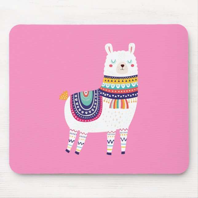 Lama-niedliches Rosa Mousepad (Vorne)