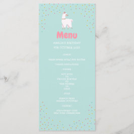 Lama Party Geburtstagsmenü Menükarte