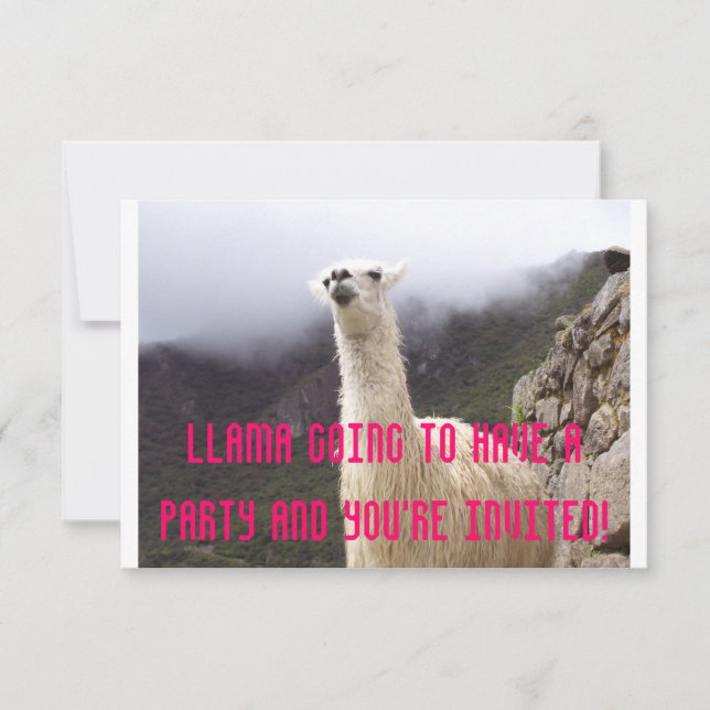 Lama-Party laden ein Einladung (Vorderseite)