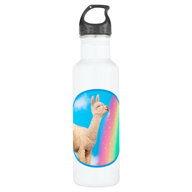 Lama-Regenbogen Edelstahlflasche (Vorderseite)