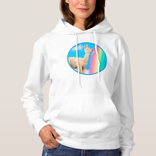 Lama-Regenbogen Hoodie (Vorderseite)