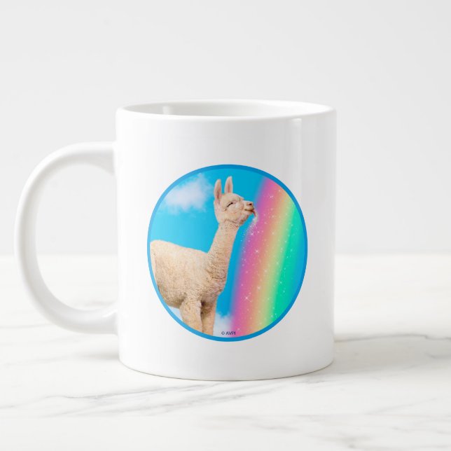 Lama-Regenbogen Jumbo-Tasse (Links)