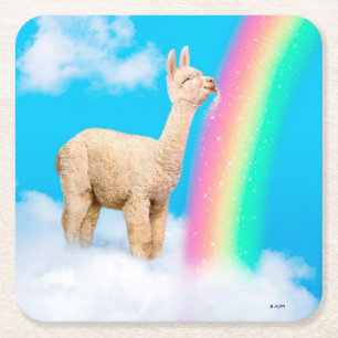 Lama-Regenbogen Rechteckiger Pappuntersetzer