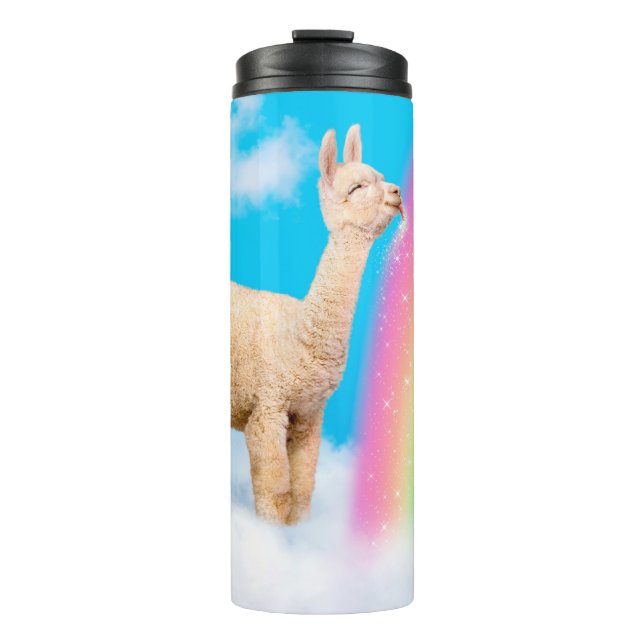 Lama-Regenbogen Thermosbecher (Vorderseite)